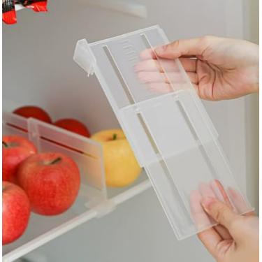 Imagem de Organizador de divisórias ajustáveis para geladeira, 2 peças, design de encaixe, expandido 5,8-10,8" (14,8-27,5 cm), multiuso reutilizável para armário de gaveta de geladeira, armazenamento de cozinha