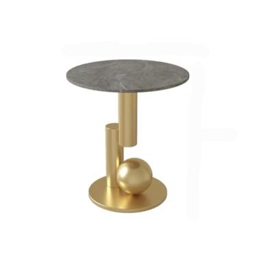 Imagem de Mesa de centro moderna pequena mesa redonda de metal, mesa lateral de sofá, adequada para sala de estar, quarto, loja de chá, cafeteria, mesa de canto pequena, simples (ouro)