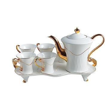 Imagem de x3anggyt5 Jarra de água, conjunto de chá, conjunto de café, estilo europeu britânico, conjunto de chá de cerâmica de grande capacidade, chaleira fria, jarra de chá gelada