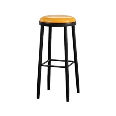 Imagem de Balcão de cozinha 71 cm banquinho alto redondo cadeira de bar de ferro restaurante cafeteria mesa ilha cadeira de jantar cadeiras de bar (amarelo)