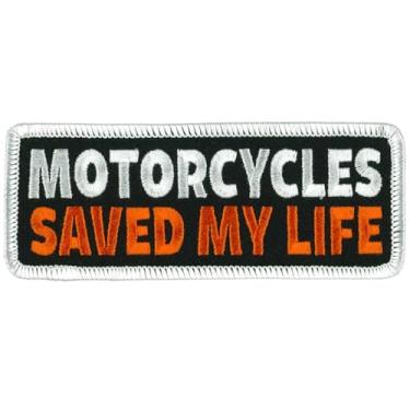 Imagem de Hot Leathers Costurar ou passar a ferro no bordado | Jaqueta e colete de couro jeans Motorcycle Saved My Life Patch 4 | PPW1057-4L x 2A