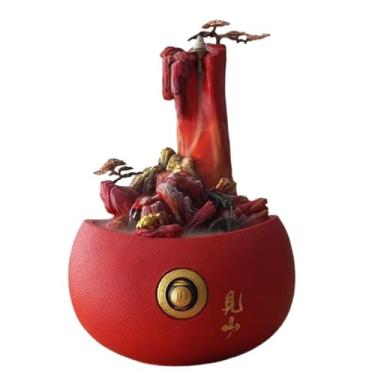 Imagem de x3anggyt5 Fonte de Água Interior Arenito Rockery Fonte de Mesa Decoração de Mesa Circulante Água Pequena Fonte Meditação Relaxamento Fontes de Mesa (Vermelho)