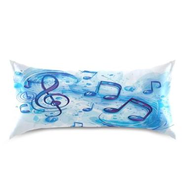 Imagem de xigua Fronha de cetim com notas musicais para cabelo e pele, lavável à máquina, antiderrapante, refrescante, almofada king size com fecho de envelope, 50,8 cm x 101,6 cm