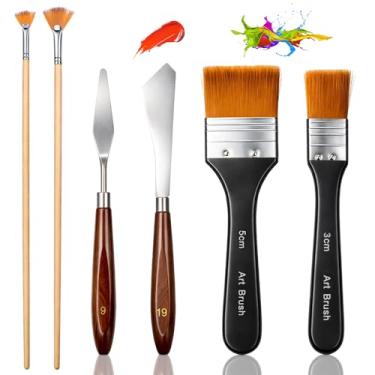 Imagem de Conjunto de 6 facas para pintura, paleta, 5 cm, pincéis de 2,5 cm, pincéis de leque para pintura a óleo, pintura acrílica, presentes de artistas