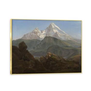 Imagem de NHLDZYH Moldura dourada. Reprodução de arte famosa de J.C. Dahl, arte em tela de paisagem romântica nórdica, decoração de parede elegante para sala de estar, escritório, pronta para pendurar