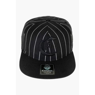Imagem de Boné Compton Aba Reta Snapback Logo Pinstripe Preto-Unissex
