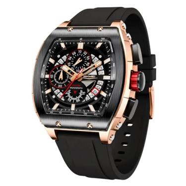Imagem de SKMEI Relógios masculinos analógicos de esqueleto de quartzo com cronógrafo, à prova d'água, estilosos, relógios masculinos, 7099-Preto