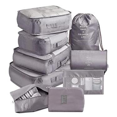 Imagem de 9PCS Conjunto de Sacos Armazenamento para Viagem Organizador Bagagem Portátil Saqueta e Caixas Roupas Sapatos Arrumação Casa