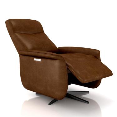 Imagem de Poltrona do Papai Reclinável Power Elétrica Anakin Base Estrela Giratória USB Couro Marrom Brilho G76 - Gran Belo