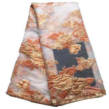 Imagem de ZhenGuiRu Tecido de renda africana 5 metros, tecido de renda jacquard bordado nigeriano para costura de festa de casamento