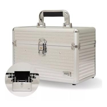 Imagem de Maleta De Maquiagem Objetos Anna Make Média Vazia Prata