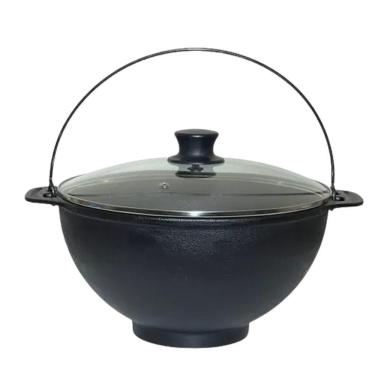 Imagem de Panela Polenteira De Ferro Fundido Com Tampa Vidro 26Cm 5L