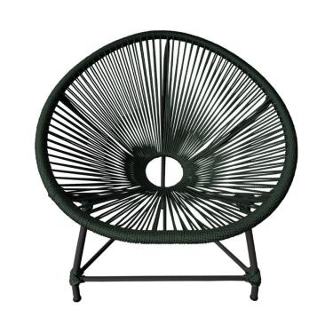 Imagem de Cadeira Acapulco Corda Náutica Base Em Alumínio Preto-verde Musgo - Cor: Verde