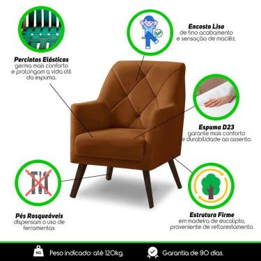 Imagem de Poltrona Decorativa Retrô Recepção Magali Veludo Laranjado Lansofbr