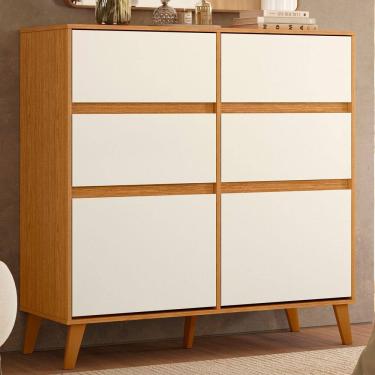 Imagem de Cômoda Sapateira para Quarto 120cm X 120cm Dora Cinamomo / Off White