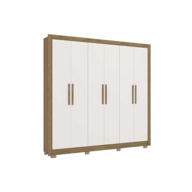 Imagem de Guarda Roupa Casal 6 Portas E 3 Gavetas C/ Pés Cb04m569 Nogueira/branco - Kappesberg