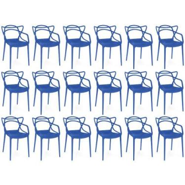 Imagem de Kit 18 Cadeiras de Jantar Allegra Prática Empilhável - Azul Petróleo -