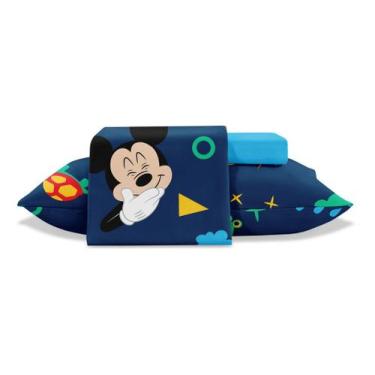 Imagem de Jogo Lençol Solteiro Toque Seda Disney Mickey 3 Pçs Jolitex Estampado
