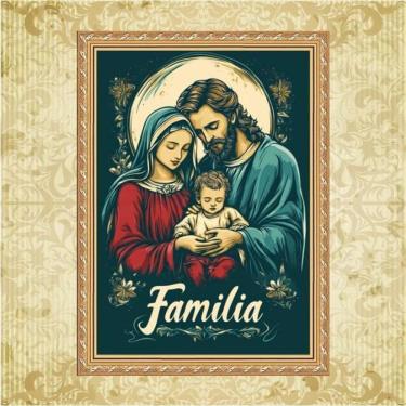 Imagem de Quadro Moldura Dourada Sagrada Família De Nazaré 45X34Cm