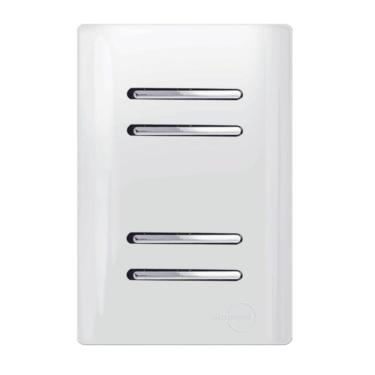 Imagem de 2 Interruptores Simples +2 Interruptores Paralelo Cromado com Placa 4x2 Branco Dc1200174 Novara