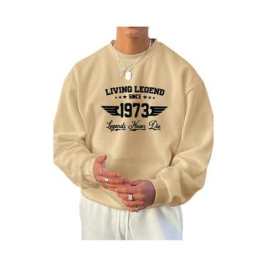 Imagem de Camiseta De Manga Longa Com Estampa Gráfica Retro 1973 Para Homens, Mo