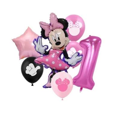 Imagem de Conjunto De Balões De Folha Minnie E Mickey Mouse 7 Peças Para Decoraç