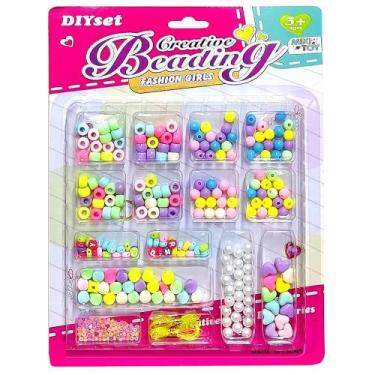 Imagem de Kit de Miçangas Infantil para Colares e Pulseiras com Letras e Corda E