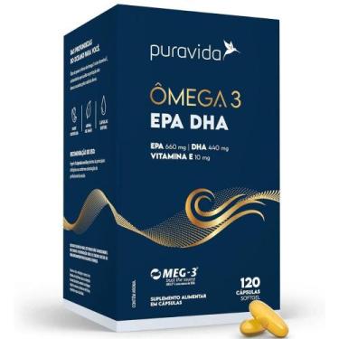 Imagem de Ômega 3 EPA DHA MEG-3 + Vitamina E 120 Cápsulas - Puravida