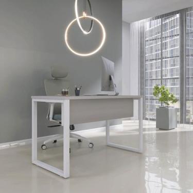 Imagem de Escrivaninha Mesa Escritório X 150cm Industrial Cinza E Branco - Pandi