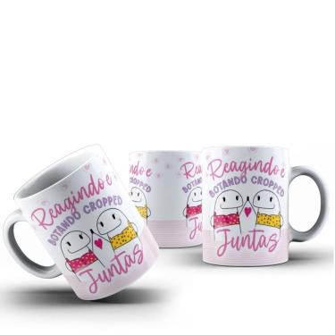 Imagem de Caneca Cerâmica Flork Amigas " Reagindo e Botando Cropped "