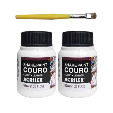 Imagem de kit 2 Tinta para couro branco tenis e pincel 100ml - generalcouros