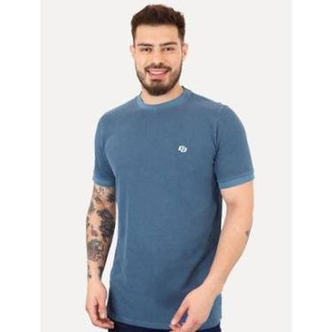Imagem de Camiseta Colcci Masculina Slim Crewneck Logo Bordado Azul-Masculino