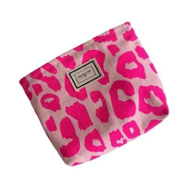 Imagem de Bolsa De Cosméticos Feminina Com Estampa De Leopardo Rosa, Bolsa Peque