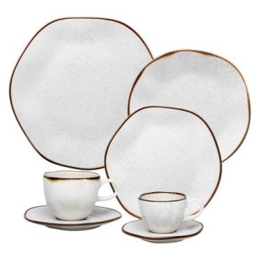 Imagem de Aparelho de Jantar 42 Peças de Porcelana Oxford Ryo Maresia, Branco/Ma