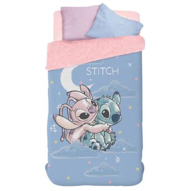 Imagem de Edredom Solteiro com Sherpa Dupla Face Stitch e Angel Lepper