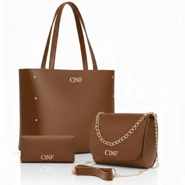 Imagem de Bolsas Feminina Kit Sacola Grande + Bolsa Pequena + Carteira - LHF Eco