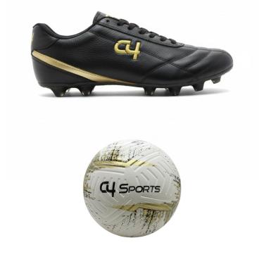 Imagem de Chuteira Masculina de Futebol Para Campo Natural C4 Sports Com Bola de Futebol Profissional-Masculino