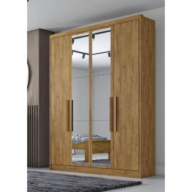 Imagem de Guarda Roupa Solteiro com Espelho 4 Portas 3 Gavetas - Sevilha-Cumaru 