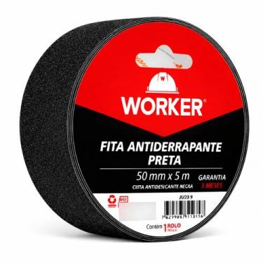 Imagem de Fita Antiderrapante Worker Preta 50mm x 5m para Escadas e Pisos