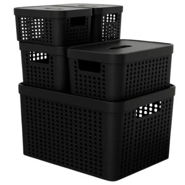 Imagem de Kit 5 Caixas Organizadoras com Tampa 2 Litros 4,5 Litros 17 Litros Ces