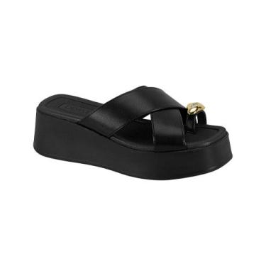 Imagem de Sandália Tamanco Beira Rio Plataforma Tiras Anel Preto, 36, Preto