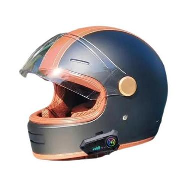 Imagem de Capacete De Motocicleta Retro Vintage Aberto Certificado DOT Para Pass