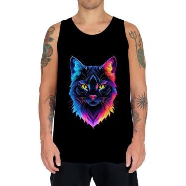Imagem de Camiseta Regata de Gatinho Colorido Neon Vetor 12 - Kasubeck Store®, B