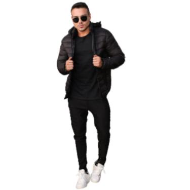 Imagem de Jaqueta Masculina Puffer Com Capuz Blusa Frio FMF Impermeável Preta-Masculino