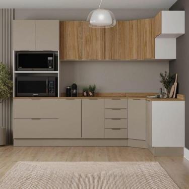 Imagem de Cozinha Modulada 7 Peças com Tampo e Rodapé Ipanema CabeCasa MadeiraOr