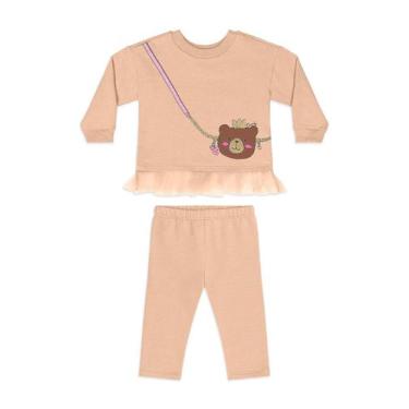 Imagem de Conjunto Bebê Ursinho Tule Legging Quimby, Marrom