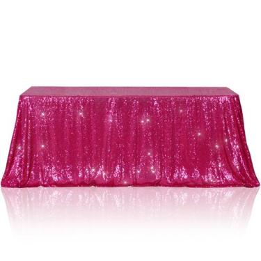 Imagem de Toalha de mesa de lantejoulas Poise3eHome Hot Pink 228x335cm Retangula