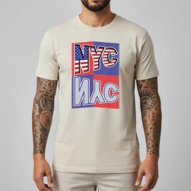 Imagem de Camiseta Masculina Retrô Americana NYC Streetwear Algodão Slim Fit Camisa Urbana Custom...