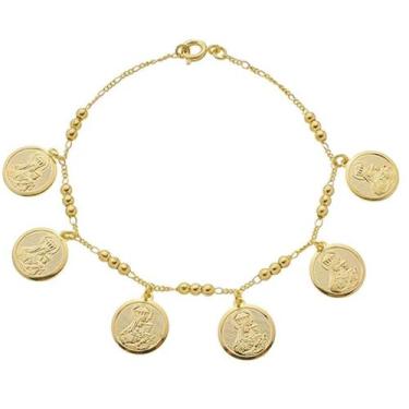 Imagem de Pulseira Feminina Nossa Senhora do Carmo Banhada a Ouro Amarelo 18k - 