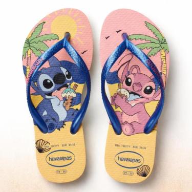 Imagem de Chinelo Havaianas Infantil Slim Stitch e Angel Original Disney, Butter